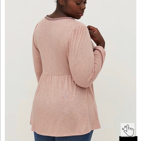 TORRID WOMEN’S BOHO BALLOON SLEEVE BABYDOLL TOP PINK SIZE 5X NWT - Picture 3 of 5